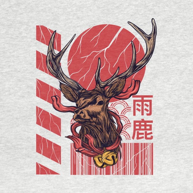 Wildlife Elk Reindeer Japanese Artwork by malaqueen